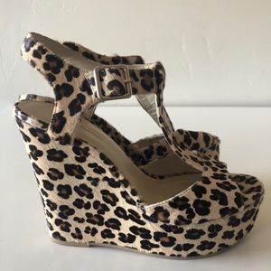 Cheetah print t-strap wedges, INC brand